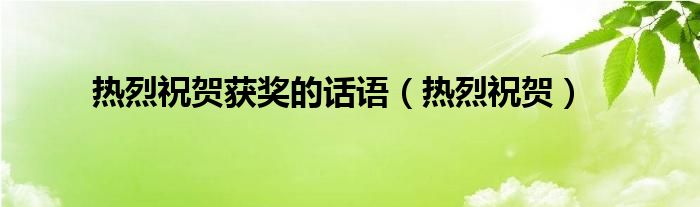 热烈祝贺获奖的话语（热烈祝贺）