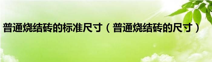 普通烧结砖的标准尺寸（普通烧结砖的尺寸）