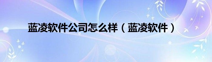 蓝凌软件公司怎么样（蓝凌软件）