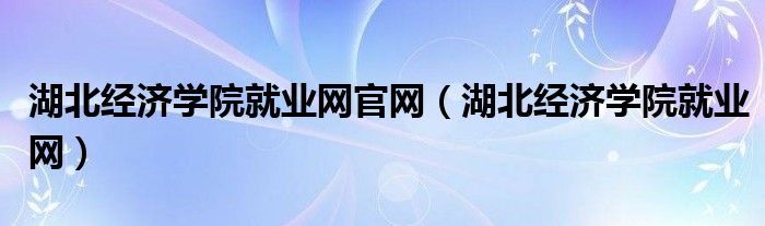 湖北经济学院就业网官网（湖北经济学院就业网）