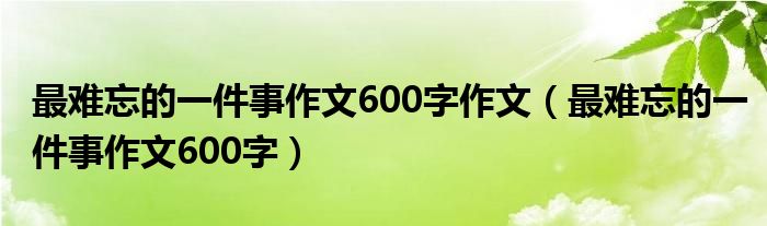 最难忘的一件事作文600字作文（最难忘的一件事作文600字）