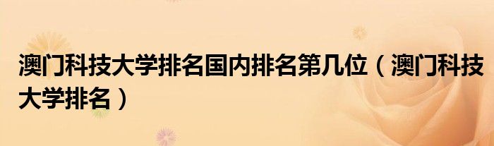 澳门科技大学排名国内排名第几位（澳门科技大学排名）