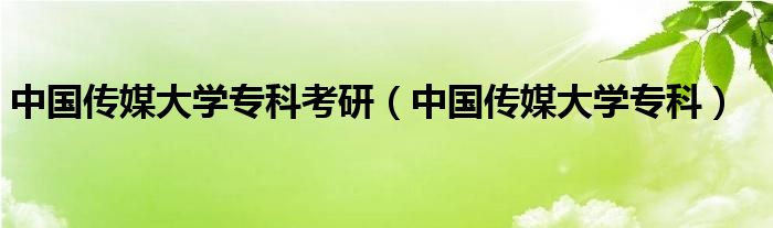 中国传媒大学专科考研（中国传媒大学专科）