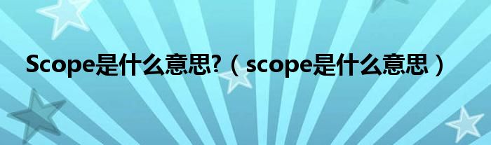 Scope是什么意思?（scope是什么意思）