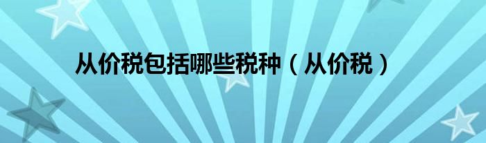 从价税包括哪些税种（从价税）