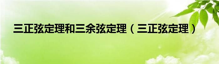 三正弦定理和三余弦定理（三正弦定理）