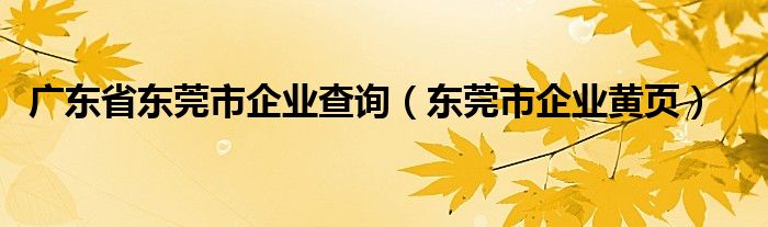 广东省东莞市企业查询（东莞市企业黄页）