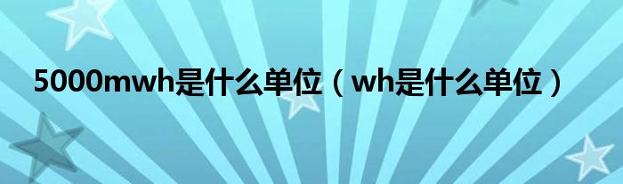 5000mwh是什么单位（wh是什么单位）