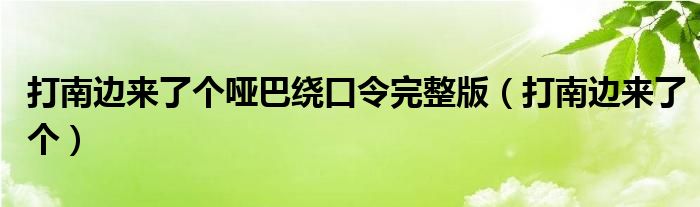 打南边来了个哑巴绕口令完整版（打南边来了个）