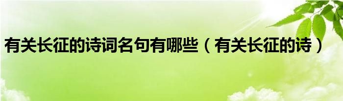 有关长征的诗词名句有哪些（有关长征的诗）