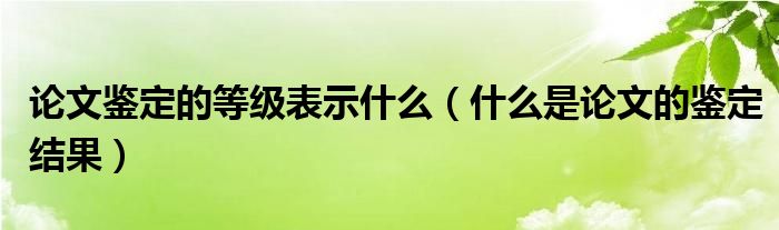 论文鉴定的等级表示什么（什么是论文的鉴定结果）