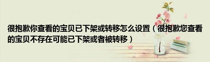 很抱歉你查看的宝贝已下架或转移怎么设置（很抱歉您查看的宝贝不存在可能已下架或者被转移）