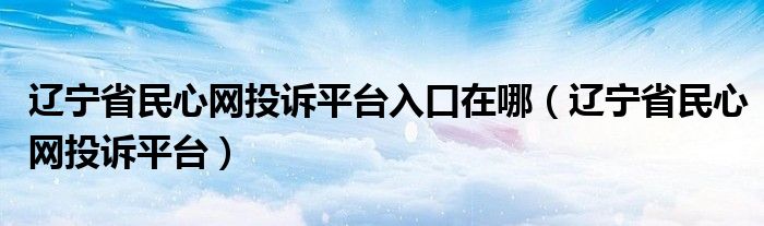 辽宁省民心网投诉平台入口在哪（辽宁省民心网投诉平台）