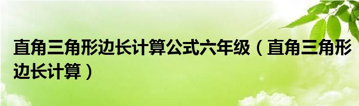 直角三角形边长计算公式六年级（直角三角形边长计算）