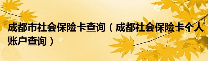 成都市社会保险卡查询（成都社会保险卡个人账户查询）