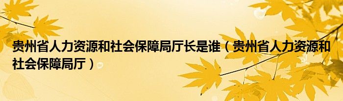 贵州省人力资源和社会保障局厅长是谁（贵州省人力资源和社会保障局厅）