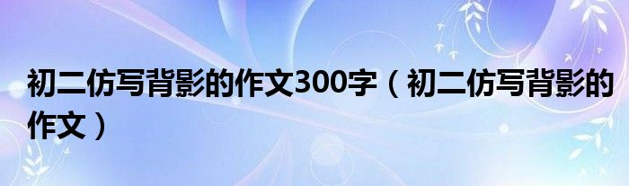 初二仿写背影的作文300字（初二仿写背影的作文）