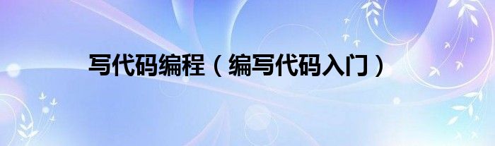 写代码编程（编写代码入门）