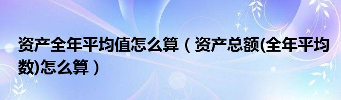 资产全年平均值怎么算（资产总额(全年平均数)怎么算）