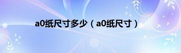 a0纸尺寸多少（a0纸尺寸）