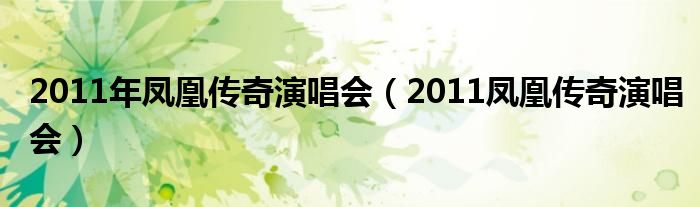 2011年凤凰传奇演唱会（2011凤凰传奇演唱会）