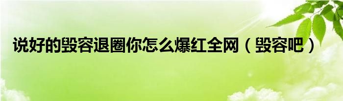 说好的毁容退圈你怎么爆红全网（毁容吧）