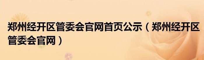 郑州经开区管委会官网首页公示（郑州经开区管委会官网）