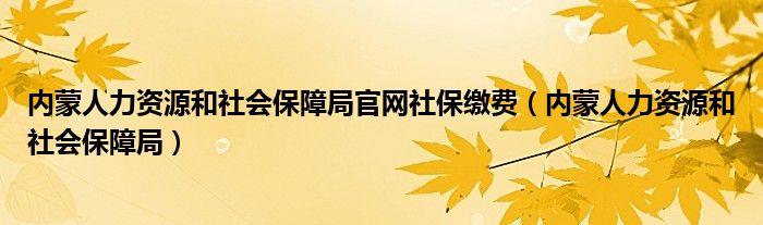 内蒙人力资源和社会保障局官网社保缴费（内蒙人力资源和社会保障局）