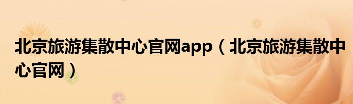 北京旅游集散中心官网app（北京旅游集散中心官网）