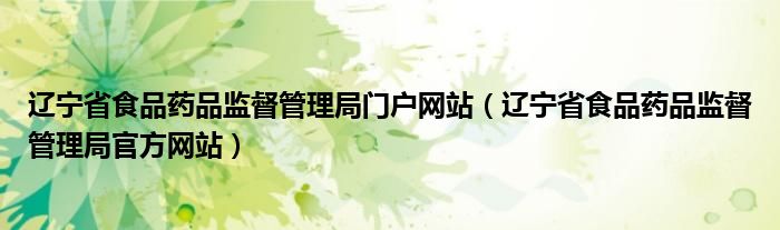 辽宁省食品药品监督管理局门户网站（辽宁省食品药品监督管理局官方网站）