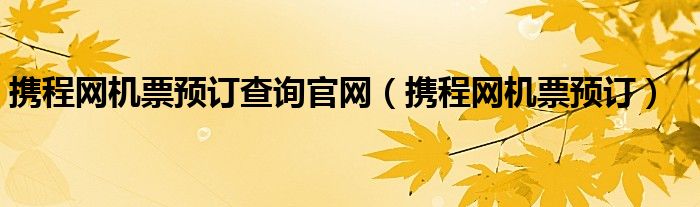 携程网机票预订查询官网（携程网机票预订）