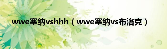 wwe塞纳vshhh（wwe塞纳vs布洛克）