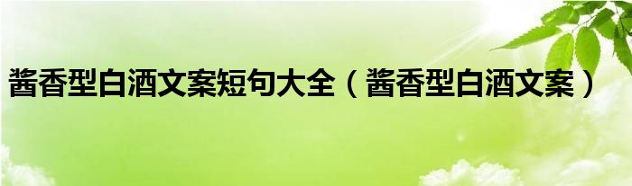 酱香型白酒文案短句大全（酱香型白酒文案）