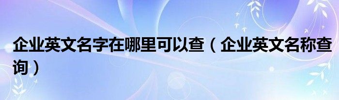 企业英文名字在哪里可以查（企业英文名称查询）