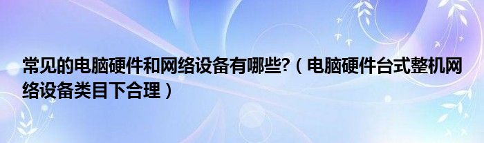 常见的电脑硬件和网络设备有哪些?（电脑硬件台式整机网络设备类目下合理）