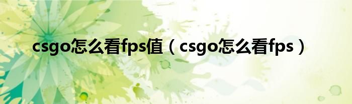 csgo怎么看fps值（csgo怎么看fps）