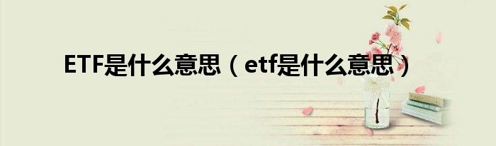 ETF是什么意思（etf是什么意思）