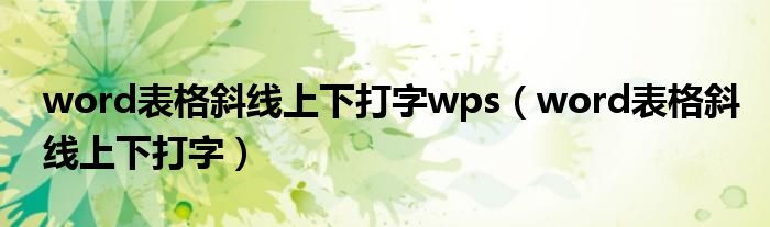 word表格斜线上下打字wps（word表格斜线上下打字）