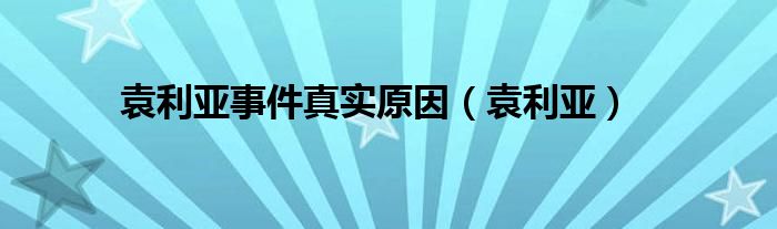 袁利亚事件真实原因（袁利亚）