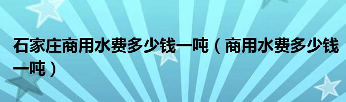 石家庄商用水费多少钱一吨（商用水费多少钱一吨）