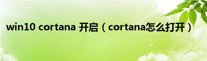 win10 cortana 开启（cortana怎么打开）