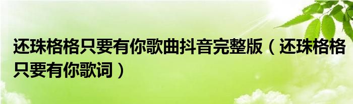 还珠格格只要有你歌曲抖音完整版（还珠格格只要有你歌词）