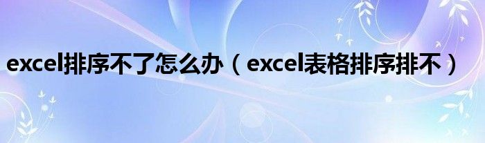 excel排序不了怎么办（excel表格排序排不）