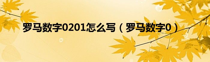 罗马数字0201怎么写（罗马数字0）