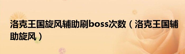 洛克王国旋风辅助刷boss次数（洛克王国辅助旋风）