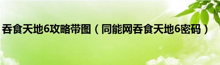 吞食天地6攻略带图（同能网吞食天地6密码）