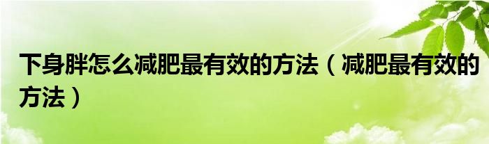 下身胖怎么减肥最有效的方法（减肥最有效的方法）