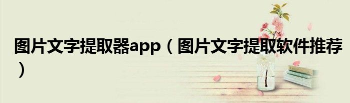 图片文字提取器app（图片文字提取软件推荐）