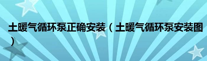 土暖气循环泵正确安装（土暖气循环泵安装图）