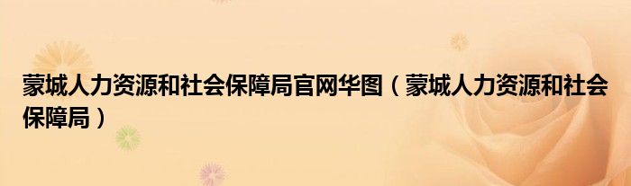 蒙城人力资源和社会保障局官网华图（蒙城人力资源和社会保障局）